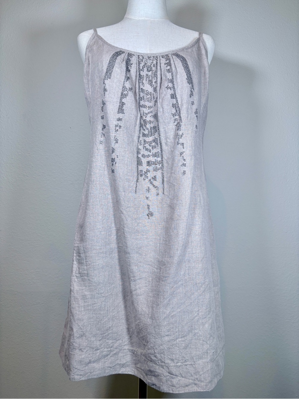 Eileen Fisher Organic Linen Spaghetti Strap Mini Dress Size Small